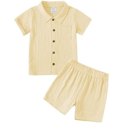 Jimonda Baby Boys Cotton Gauze Shirt/Shorts Sets Toddler Clothes Outfit 2PC