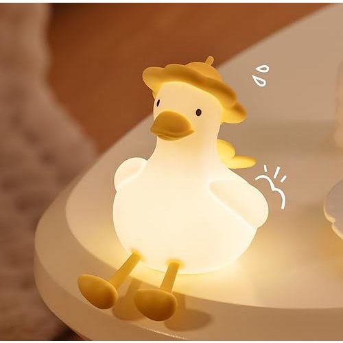 Flower Duck Silicone Night Light, 3-Level Touch Dimming Rechargeable Nursing Lamp, Breast Feeding Gift, Baby Child Girl Gift, Soft and Cute Desk Room Decoration