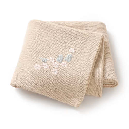 Tiny Petals Knit Blanket | Caramel