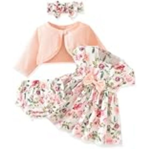 fioukiay Baby Girl Dress and Cardigan Set Infant Girl Bowknot Dresses Outfit Set Clothes with Diaper Cover Fall Winter