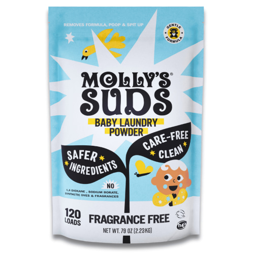 Molly's Suds Baby Laundry Detergent Powder, Unscented, Removes Formula and Poop Stains, Natural