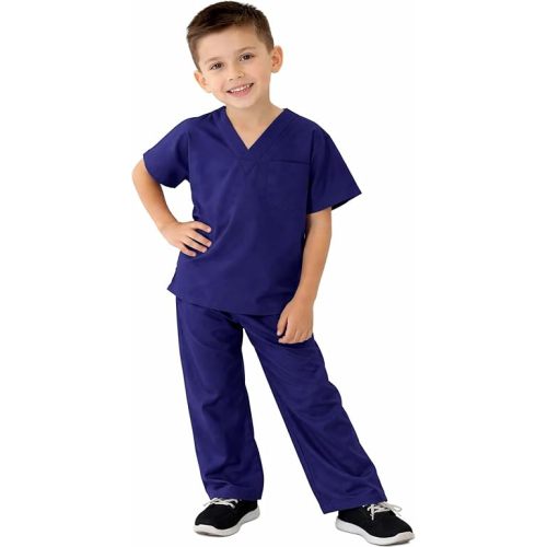 Natural Uniforms Childrens Scrub Set-Soft Touch-Role Play Costume Set (True Navy Blue, 4)