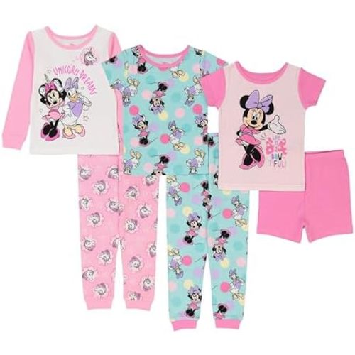 Disney Unisex Kids' 6-piece Snug-fit Cotton Matching Comfortable Pajama Set, Soft & Cute for Kids