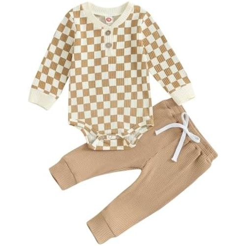 Newborn Baby Boy Girl Clothes Ribbed Knitted Long Sleeve Romper Pants Solid Cotton Infant Fall Winter Outfits 2Pcs