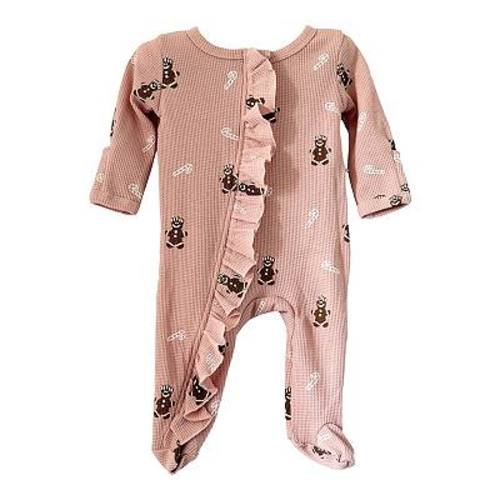 Baby Girls Gingerbread Christmas Ruffle Footie