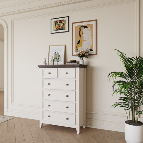 Ophelia & Co. Farmhouse 6-Drawer Tall Dresser - Storage Chest For Bedroom, Entryway & Hallway | Wayfair