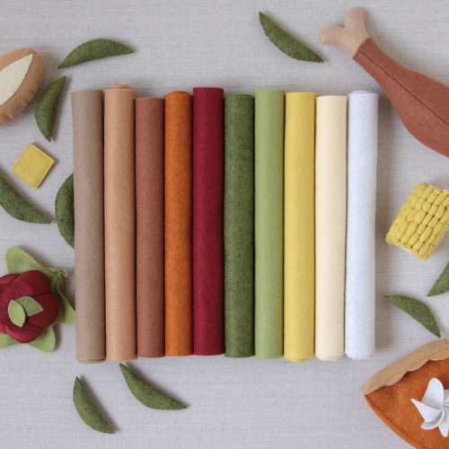 Wool Felt // Feast // Felt Sheets, Thanksgiving Garland Felt, Fall Autumn Felt Colors, Merino Felt, Fall Felt Crafts, Felt Food Craft, Felt