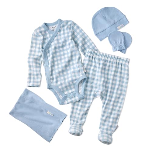 Butterblu Check Me Out 6-Piece Baby Gift Set Organic Cotton Layette Clothing in Box for Boys & Girls