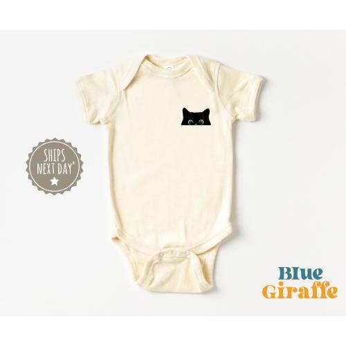 Cute Black Cat Baby Onesie® - Black Cat Baby Bodysuit - I love Cats Onesie® - Halloween Baby Onesie®