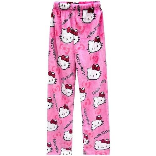 Cute Cartoon Pajama Pants for Women, Kawaii Anime Cat Pjs Christmas Pajama Pants Fluffy Flannel Sleep Bottoms