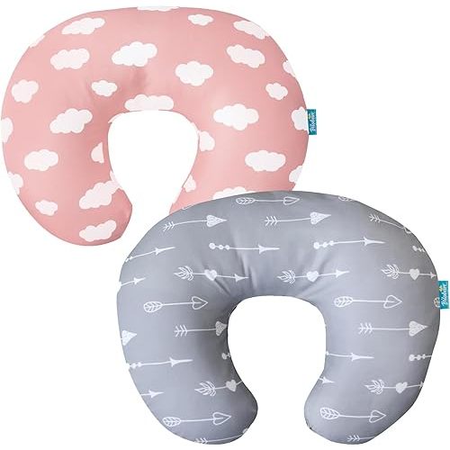 Biloban Nursing Pillow Cover 2 Pack for Breastfeeding Pillow, Ultra Soft and Cozy Nursing Slipcovers, Snug Fits Boppy Pillow, Perfect Choice for Mom