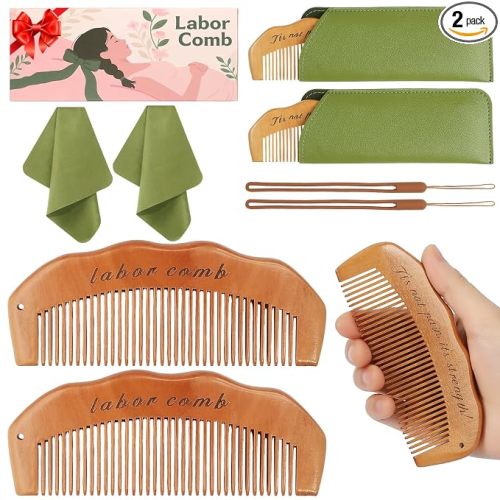 Birthing Combs for Labor - 2 Pack Wooden Pregnancy Essentials for Moms