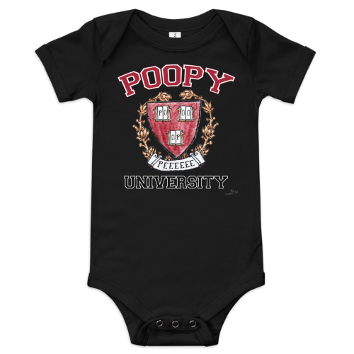 Poopy University (Baby Bodysuit) – Marcus Pork
