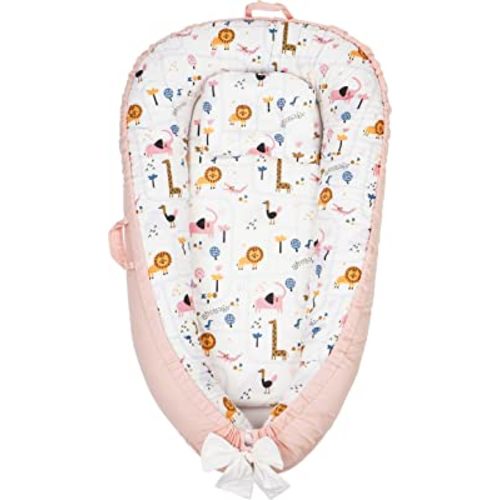 Baby Nest Cover for Baby 0-12M, Newborn Lounger Cover Bassinet Mattress Cover, Adjustable Soft Floor Seat Cover for Baby Girls & Boys (Elephant)