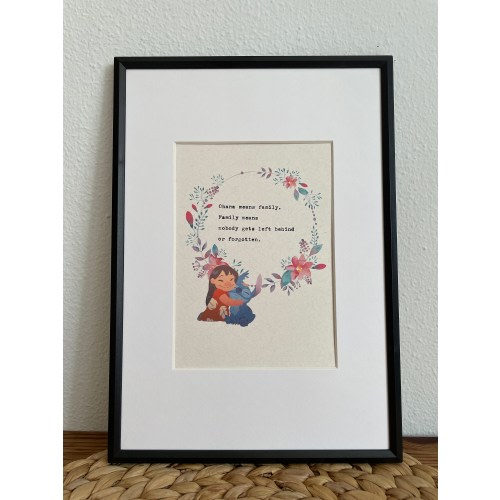 Lilo & Stitch Hand-Typed Print: Ohana Means Family, Typewriter Art