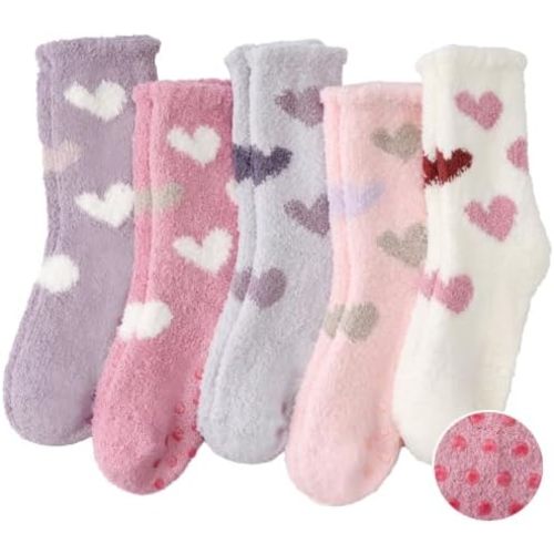floconssy Fuzzy Socks with Grips for Women, Fall Cozy Fluffy Slipper Socks