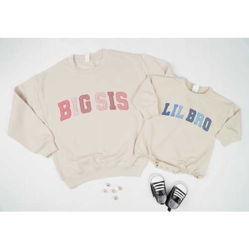 Personalized Embroidered Big Sister Little Brother Matching Set, Toddler Sweatshirt & Baby Romper, Sibling Outfit, Brothers Sisters Shirts