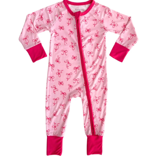 Little Pink Bow Zipper Romper – In My Jammers