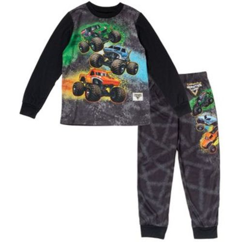 Monster Jam Truck Grave Digger El Toro Loco Megalodon Little Boys Pullover Pajama Shirt and Pajama Pants Sleep Set Black 4