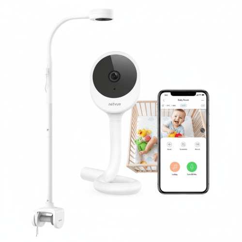 Free Shipping! Netvue Baby Camera Monitor, Wireless 4-in-1 Crib Mount with Sleep Analysis Two-Way Talk