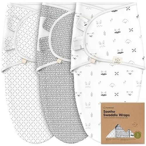 3-Pack Organic Baby Swaddle Sleep Sacks - Swaddles for Newborns, Infant 0-3 Months, Baby Girls, Boys, Soft & Snug Newborn Sleep Sack, Nursery Swaddling Blankets (Nordic, XS)