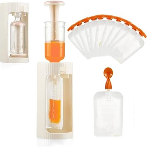 PandaEar Squeeze Station for Baby Puree Food Storage, Baby Food Pouch Filling Maker with 10 Pcs Pouches, Pouch Filling Station for Infant and Toddlers