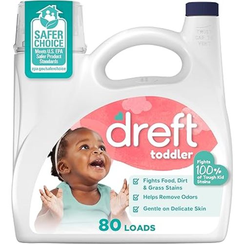 Dreft Toddler Liquid Laundry Detergent, Fights Stains, Removes Odors, 80 loads, 105 fl oz