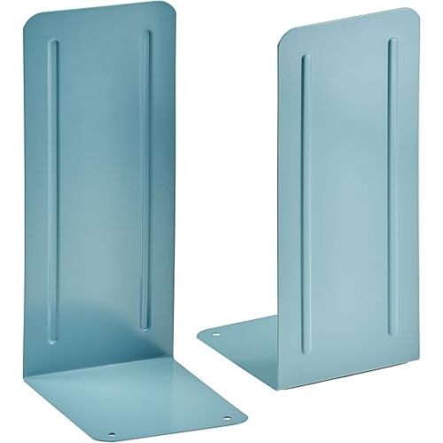 Acrimet Metal Bookends, Jumbo Size 9" H x 4" W x 4-1/2" D, Non-Skid Book Stand for Shelves, Heavy Duty Book Stopper, Green, 1 Pair