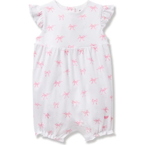 Bow Print Pima Cotton Romper, 0-3M