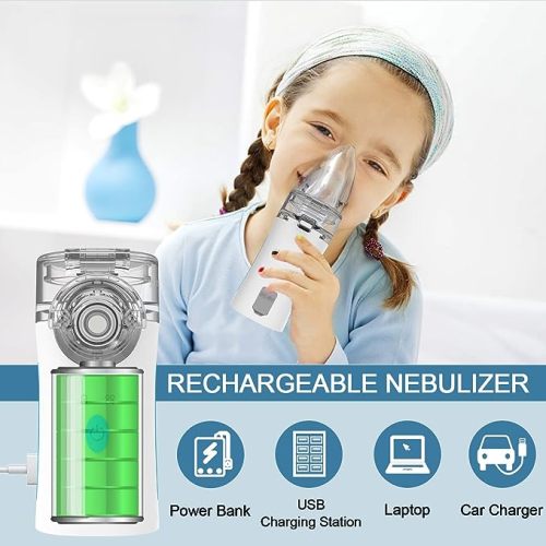 Portable Nebulizer - Rechargeable Nebulizer Machine for Adults and Kids, Ultrasonic Mesh Nebulizer with Two Modes & Self-Cleaning Function for Breathing Problems, FSA and HSA Eligible