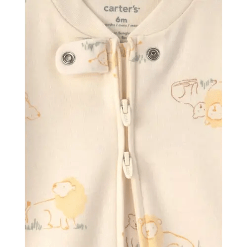 Baby Lion 100% Cotton 2-Way Zip Sleep & Play Pajamas - Cream | Carter's