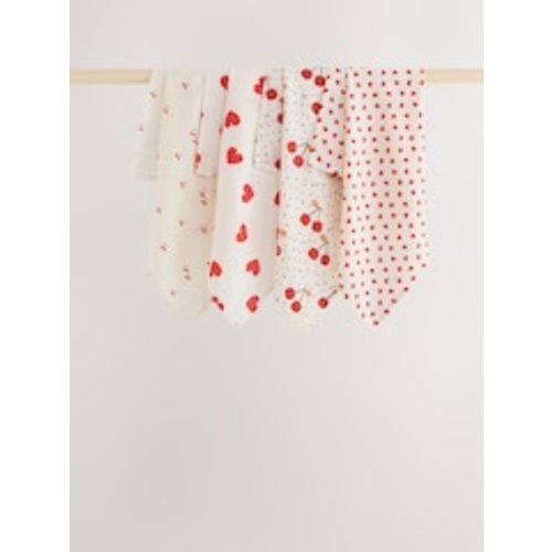 Cherry Hearts Baby Muslins Cloths 4 Pack from Next USA- Medium