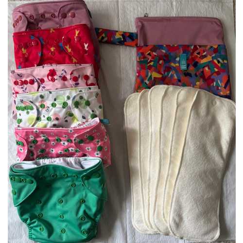 6 Cloth Pocket Diapers + 6 - Microfiber Inserts