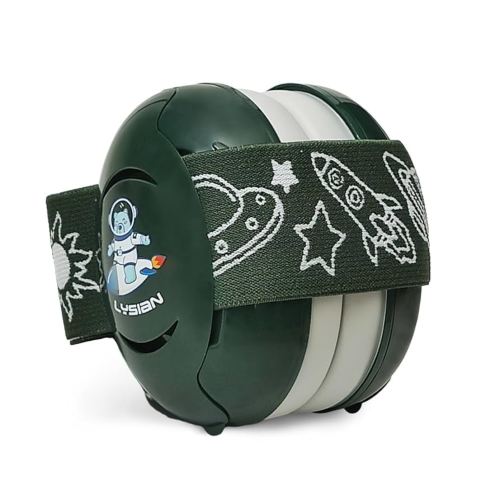 LYSIAN Baby Noise Reduction Earmuffs - Noise Cancelling Headphone for Infants Hearing Protection from Festival Concerts, Sport, Parade Fireworks, Travel, Plane - 25dB Dark Green