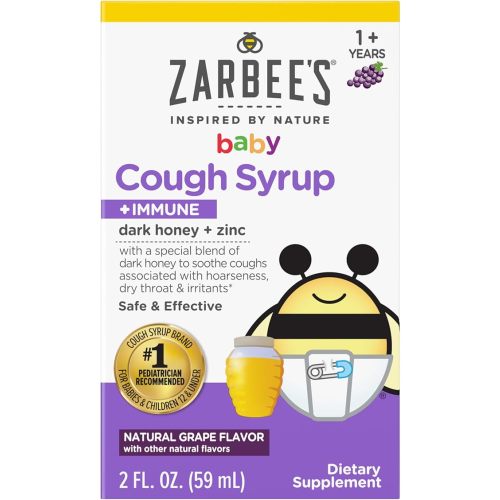 Zarbee's Baby Cough Syrup + Immune with Dark Honey & Zinc, 2 fl oz