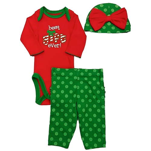 Gerber Infant Girls Red Best Gift Ever Christmas 3 Piece Outfit Set 0/3M