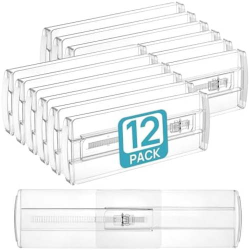 12 Pack Drawer Dividers for Clothes, 4" High 10.2"-16.6" Adjustable Expandable Dresser Drawer Organizer, Clear Plastic Separators for Dresser, Baby Clothing, Underwear, Cosmetic, Toiletries