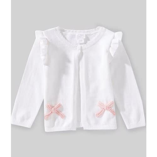 Baby Girls Ruffle Collar Crochet Bow Cardigan