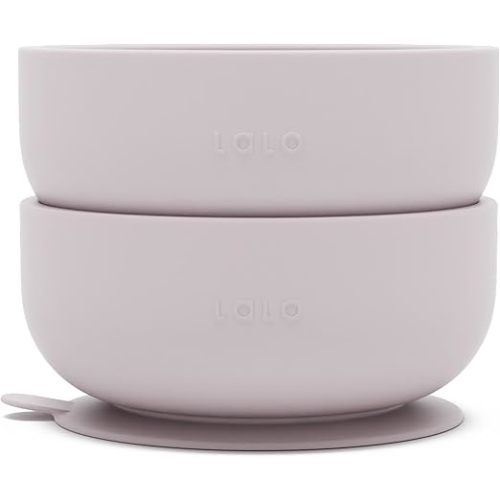 Lalo Suction Bowls - 2 Pack, 100% Silicone Non-Toxic BPA-Free Baby Bowls with Suction Base To Prevent Accidental Tip-Overs - Silicone Bowls For Babies And Toddlers - Lavender