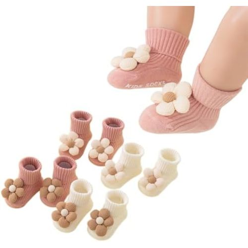 Belsmi Baby Girls Socks Non Slip Grips Princess Flower Ankle Crew Infant Summer Newborn Toddler Kids Anti Skid Socks