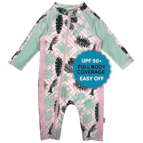 SwimZip Girls' Long-Sleeve UPF 50+ Swimsuit for Baby, Toddler, & Little Girls