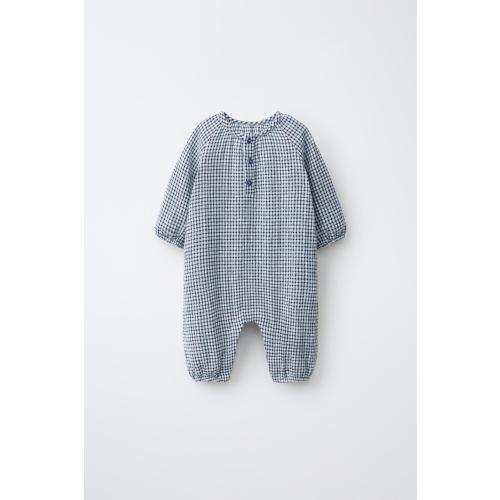 PLAID LONG JUMPSUIT - Blue | ZARA United States