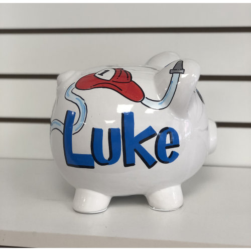 Large Piggy Bank- Fire Engine design