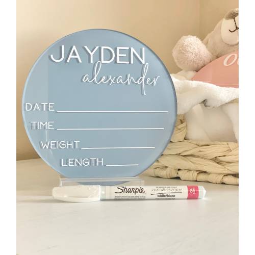 Acrylic Birth Announcement Sign for Hospital, Birth Stat Sign, Baby Name Sign for Nursery