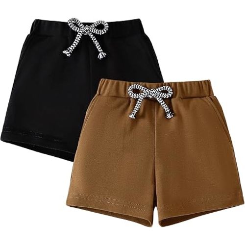 SOBOWO Baby Boy Shorts 2 Pack 100% Organic Cotton Toddler Boy Shorts Soft Breathable Elastic Waist Summer Casual Shorts 0-24M