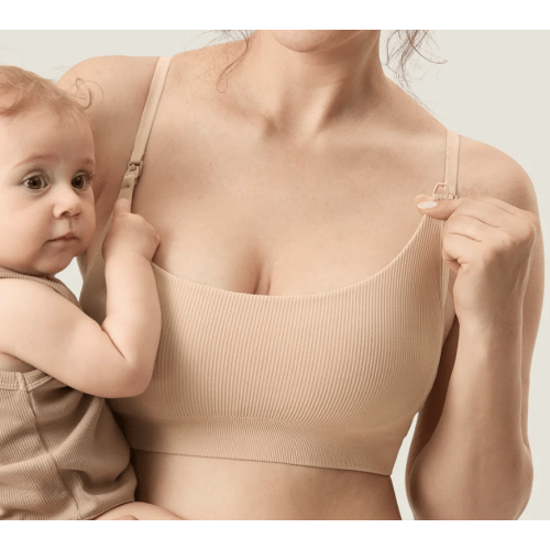 MOMANDA Women's Ribbed Scoop Nursing Bralette