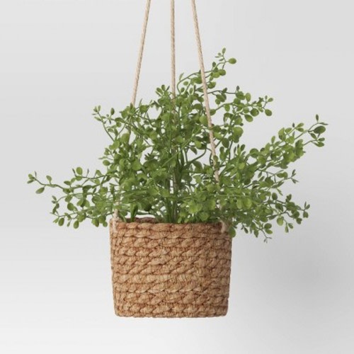 Faux Mini Money Leaves in Woven Pot Wall Sculptures Green - Threshold™