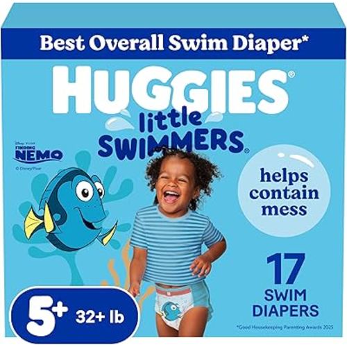 Huggies Little Swimmers Disposable Swim Diapers, Size 5-6 (32+ lbs), 17 Ct