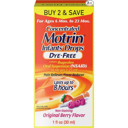 Infants' Motrin Dye-Free Liquid Ibuprofen, Berry Flavor, 1 fl oz Twin Pack