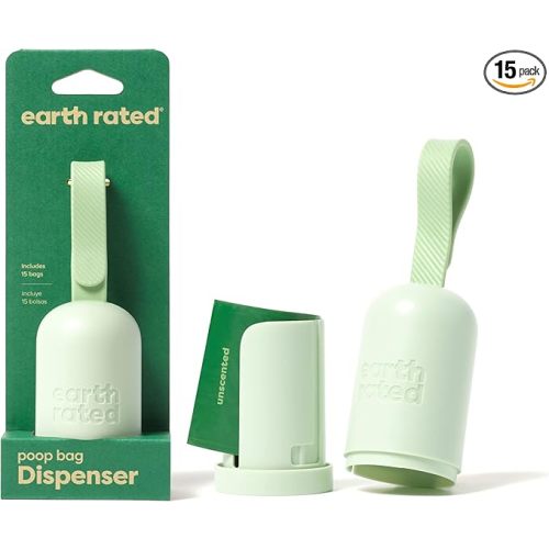 Earth Rated Dog Poop Bag Holder, Durable and Guaranteed Leakproof, Unscented, Dispenser with Starter Roll